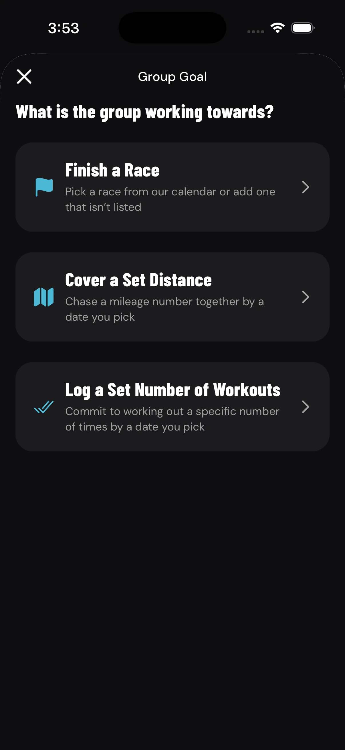 Choosing a shared goal for a group in the Endurance Grid app