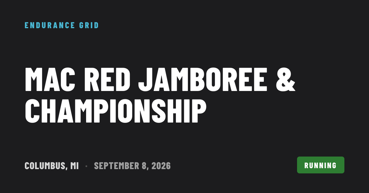 MAC RED Jamboree & Championship 2026 — Running in Columbus, MI