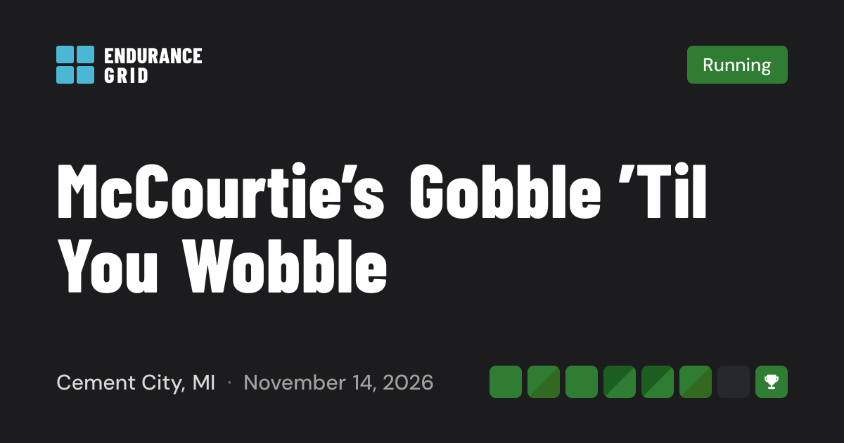 McCourtie’s Gobble ’Til You Wobble 2026 — Running in Cement City, MI